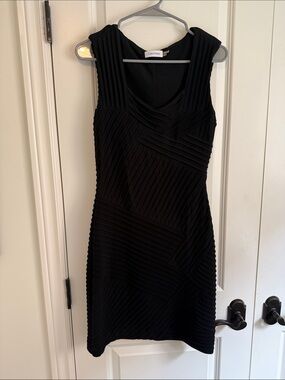 Calvin Klein Black Ribbed Panel Midi Dress